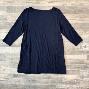 J. Jill Navy Luxe Supima 3/4 Sleeve Tunic Size Small S51